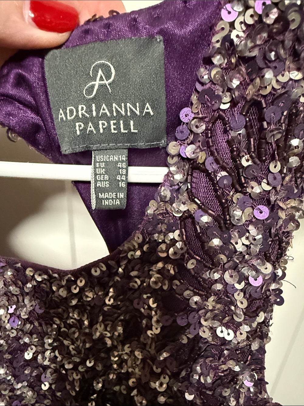 Adrianna Papell Purple Sequin Bodice Maxi Dress - Picture 2 of 4